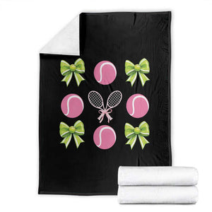 Pink Bow Coquette Tennis Lover Throw Blanket Funny Tennis Girl Gift TS12 Black Print Your Wear