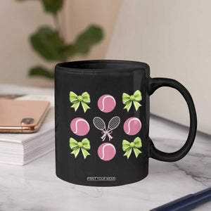 Pink Bow Coquette Tennis Lover Coffee Mug Funny Tennis Girl Gift TS12 Print Your Wear
