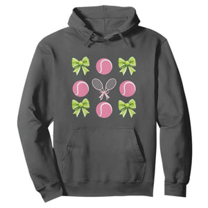 Pink Bow Coquette Tennis Lover Hoodie Funny Tennis Girl Gift TS12 Dark Heather Print Your Wear