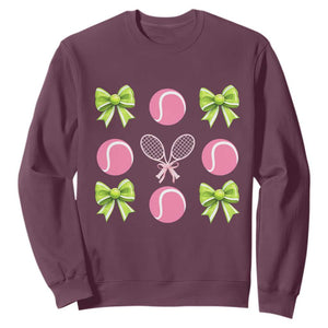 Pink Bow Coquette Tennis Lover Sweatshirt Funny Tennis Girl Gift TS12 Maroon Print Your Wear