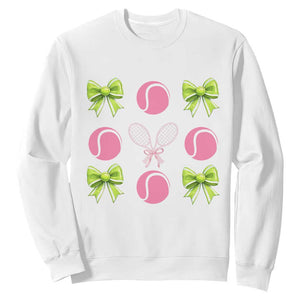 Pink Bow Coquette Tennis Lover Sweatshirt Funny Tennis Girl Gift TS12 White Print Your Wear