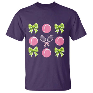 Pink Bow Coquette Tennis Lover T Shirt Funny Tennis Girl Gift TS12 Purple Print Your Wear