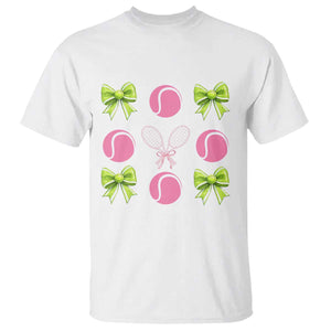 Pink Bow Coquette Tennis Lover T Shirt Funny Tennis Girl Gift TS12 White Print Your Wear