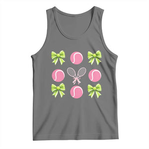 Pink Bow Coquette Tennis Lover Tank Top Funny Tennis Girl Gift TS12 Black Heather Print Your Wear