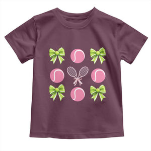 Pink Bow Coquette Tennis Lover Toddler T Shirt Funny Tennis Girl Gift TS12 Maroon Print Your Wear