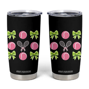 Pink Bow Coquette Tennis Lover Tumbler Cup Funny Tennis Girl Gift TS12 Black Print Your Wear