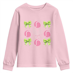 Pink Bow Coquette Tennis Lover Youth Sweatshirt Funny Tennis Girl Gift TS12 Light Pink Print Your Wear