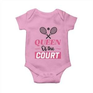 Queen Of The Court Baby Onesie Funny Tennis Girl Gift TS12 Light Pink Print Your Wear
