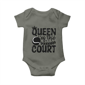 Funny Tennis Lover Gift Baby Onesie Queen Of The Court TS12 Military Green Print Your Wear