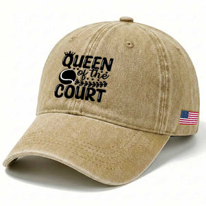 Funny Tennis Lover Gift Washed Cotton Baseball Cap Queen Of The Court TS12 Print Your Wear