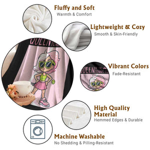 Queen Of The Court Throw Blanket Funny Tennis Player Gift For Women TS12 Print Your Wear