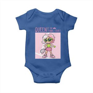 Queen Of The Court Baby Onesie Funny Tennis Player Gift For Women TS12 Royal Blue Print Your Wear