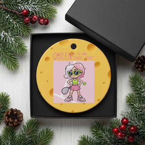 Queen Of The Court Ceramic Ornament Funny Tennis Player Gift For Women TS12 1pc Yellow Cheese Print Your Wear