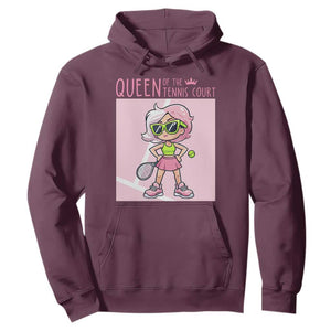 Queen Of The Court Hoodie Funny Tennis Player Gift For Women TS12 Maroon Print Your Wear