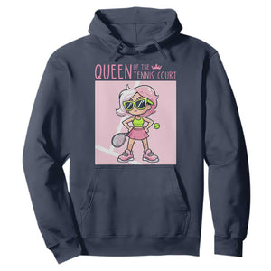 Queen Of The Court Hoodie Funny Tennis Player Gift For Women TS12 Navy Print Your Wear