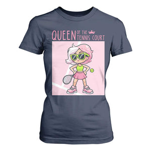 Queen Of The Court T Shirt For Women Funny Tennis Player Gift For Women TS12 Navy Print Your Wear