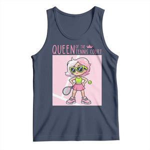 Queen Of The Court Tank Top Funny Tennis Player Gift For Women TS12 Navy Print Your Wear