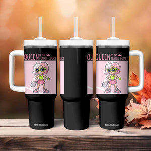 Queen Of The Court Tumbler With Handle Funny Tennis Player Gift For Women TS12 Print Your Wear