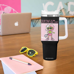 Queen Of The Court Tumbler With Handle Funny Tennis Player Gift For Women TS12 Print Your Wear