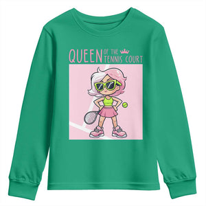 Queen Of The Court Youth Sweatshirt Funny Tennis Player Gift For Women TS12 Irish Green Print Your Wear