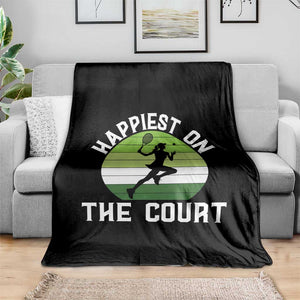 Happiest On The Court Throw Blanket Vintage Retro Tennis Girl Gift TS12 Print Your Wear