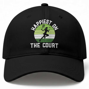 Happiest On The Court Baseball Cap Vintage Retro Tennis Girl Gift TS12 Print Your Wear