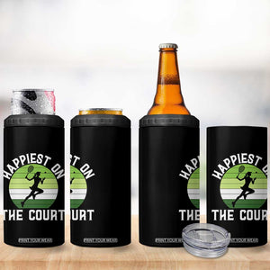 Happiest On The Court 4 in 1 Can Cooler Tumbler Vintage Retro Tennis Girl Gift TS12 Print Your Wear