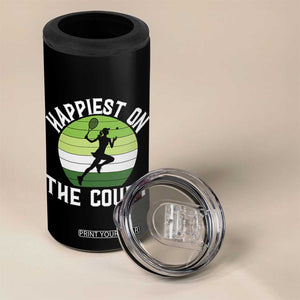 Happiest On The Court 4 in 1 Can Cooler Tumbler Vintage Retro Tennis Girl Gift TS12 Print Your Wear