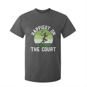 Happiest On The Court T Shirt For Kid Vintage Retro Tennis Girl Gift TS12 Dark Heather Print Your Wear