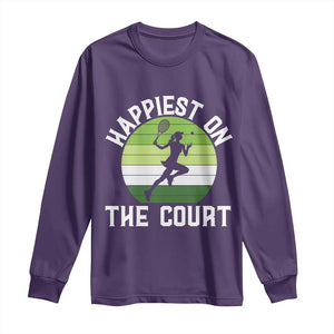 Happiest On The Court Long Sleeve Shirt Vintage Retro Tennis Girl Gift TS12 Purple Print Your Wear