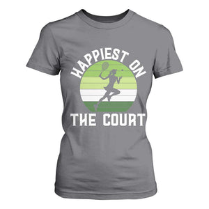 Happiest On The Court T Shirt For Women Vintage Retro Tennis Girl Gift TS12 Charcoal Print Your Wear