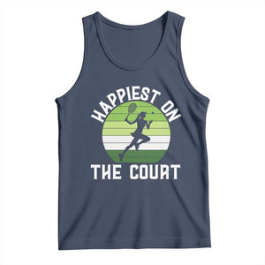 Happiest On The Court Tank Top Vintage Retro Tennis Girl Gift TS12 Navy Print Your Wear