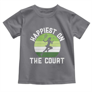 Happiest On The Court Toddler T Shirt Vintage Retro Tennis Girl Gift TS12 Charcoal Print Your Wear