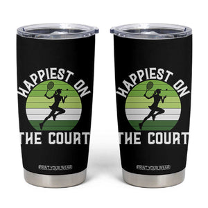 Happiest On The Court Tumbler Cup Vintage Retro Tennis Girl Gift TS12 Black Print Your Wear