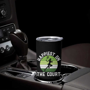 Happiest On The Court Tumbler Cup Vintage Retro Tennis Girl Gift TS12 Print Your Wear