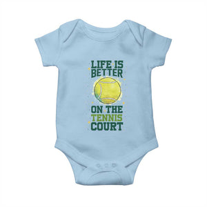 Life Is Better On The Court Baby Onesie Tennis Lover Gift TS12 Light Blue Print Your Wear