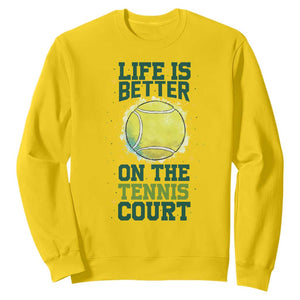 Life Is Better On The Court Sweatshirt Tennis Lover Gift TS12 Daisy Print Your Wear