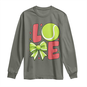 Love With A Tennis Ball Long Sleeve Shirt Valentines Day Gift TS12 Military Green Print Your Wear