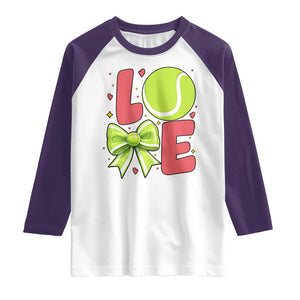 Love With A Tennis Ball Raglan Shirt Valentines Day Gift TS12 White Purple Print Your Wear