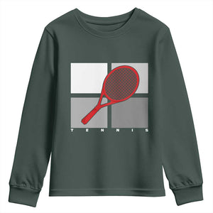 Tennis Obsession Youth Sweatshirt Vintage Sports Lover Gift TS12 Dark Forest Green Print Your Wear