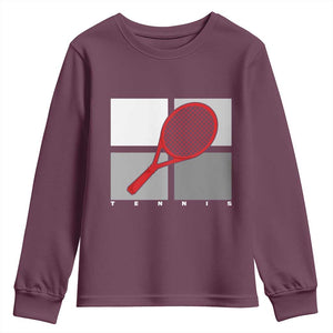 Tennis Obsession Youth Sweatshirt Vintage Sports Lover Gift TS12 Maroon Print Your Wear