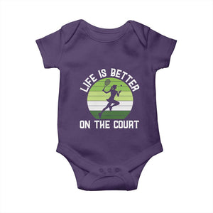 Life Is Better On The Court Baby Onesie Vintage Retro Tennis Girl Gift TS12 Purple Print Your Wear