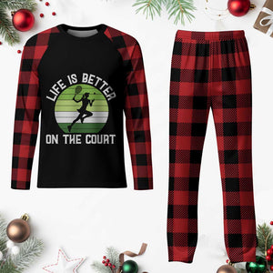 Life Is Better On The Court Plaid Pajama Set Vintage Retro Tennis Girl Gift TS12 Buffalo Plaid Print Your Wear
