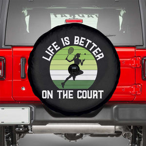 Life Is Better On The Court Spare Tire Cover Vintage Retro Tennis Girl Gift TS12 Black Print Your Wear