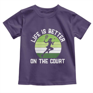 Life Is Better On The Court Toddler T Shirt Vintage Retro Tennis Girl Gift TS12 Purple Print Your Wear