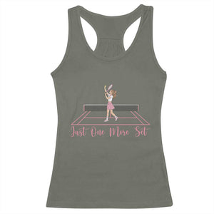 Just One More Set Racerback Tank Top Funny Tennis Player Gift For Women TS12 Military Green Print Your Wear