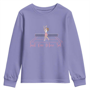 Just One More Set Youth Sweatshirt Funny Tennis Player Gift For Women TS12 Violet Print Your Wear