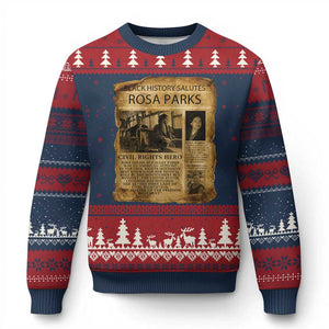 Rosa Parks Ugly Christmas Sweater Female Empowerment History Gift TS12 Navy Red Print Your Wear