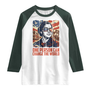 Rosa Parks Civil Rights Legacy Raglan Shirt One Person Can Change The World TS12 White Dark Forest Green Print Your Wear