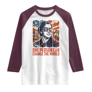 Rosa Parks Civil Rights Legacy Raglan Shirt One Person Can Change The World TS12 White Maroon Print Your Wear